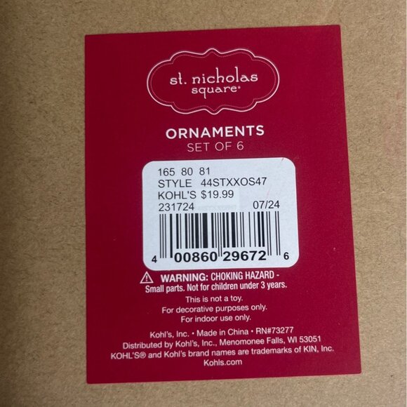 St. Nicholas Square Set Of 6 Christmas Brushed Felt Ornaments Black Gray - Picture 3 of 5